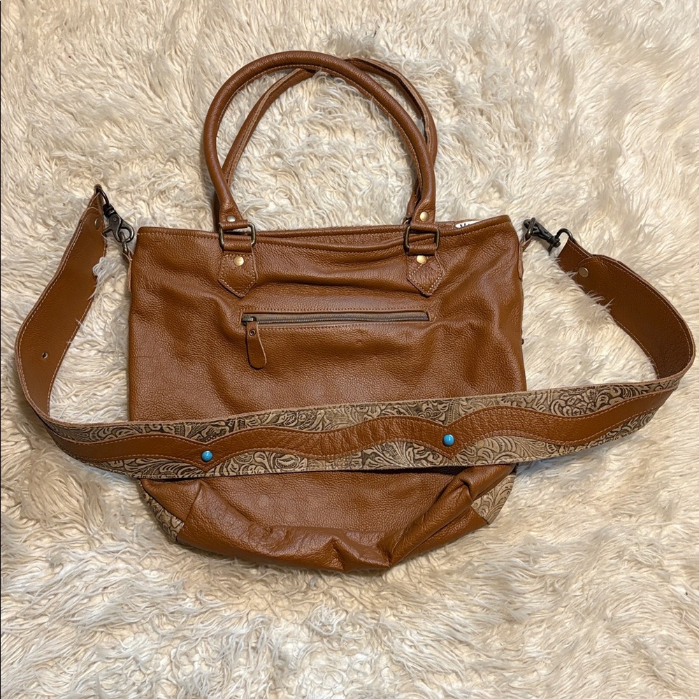 Myra Bag Tan and Brown Shoulder Bag - Picture 3 of 6